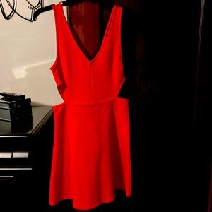 Divided red mini dress